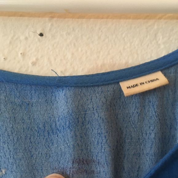 Anthropologie Blue Floral Ruffle Hem Dress - Picture 4 of 8